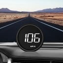 Affichage tête haute OBD2 rond pour voiture 6,4 x 6,2 cm Compteur de vitesse avec alarme Indicateur de consommation, température de l'eau, tension 3
