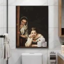 Affiche pour les toilettes 40 x 60 cm Décoration amusante pour WC Toile en coton sans cadre Grand tableau humoristique pour la salle de bain 2