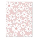 Affiche sur toile 50 x 70 cm Décoration murale florale fleurs blanches fond rose Tableau pour la chambre de fille et d'enfant sans cadre 1