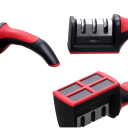 Affilatore manuale a 3 segmenti per coltelli da cucina Base antiscivolo Affilatura in acciaio inossidabile Affilatura sicura e rapida Affilatore domestico per lame 3