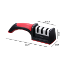 Afilador de cuchillos de cocina manual de 3 segmentos, base antideslizante, afilado de acero inoxidable, afilado rápido y seguro, afilador de cuchillas para el hogar 6
