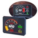 Afișaj digital OBD pentru viteză P16 head-up HUD cu măsurarea turației, temperaturii apei, tensiunii și a numărului de kilometri, LCD color, negru 1