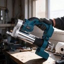 Akku-Schmierpistole 69 MPa Bürstenloser Motor 960 W Schlauch 50 cm LED Licht Blau Für Makita 18 V Batterien Für Werkstatt und Auto-Service 2
