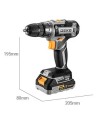 Ακουστική τρυπάνι 20V, ροπή 40 N.m, στροφές 1350/min, τσοκ 3/8" χωρίς κλειδί, 18+1 στάδια, μαύρο-πορτοκαλί, για χομπίστες 3