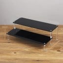 Akril állvány 2 szinten 30 × 15 × 10 × 8 cm fekete szervező figurákhoz, parfümökhez, ékszerekhez, kiállító polc gyűjteményekhez 1