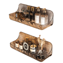 Ακρυλική ράφι μπάνιου 24x9x8 εκ. Διαφανής τοίχου αποθηκευτικός οργανωτής χωρίς τρύπημα Κρατητής καλλυντικών Διακόσμηση για ντους και νιπτήρα 4