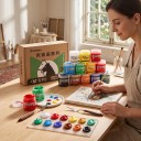 Akrylové farby sada 12 ks Fľaštičky 50 ml Netoxické zloženie na vodnej báze Pre plátno drevo sklo porcelán i steny a kreatívne DIY tvorenie 2