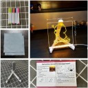 Akryylinen läpinäkyvä piirustuslauta 15 x 15 cm LED-valolla valaistu pyyhittävä lasten taulukko jalustalla 7 värikynää 2