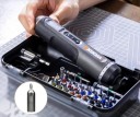 Aku elektrický skrutkovač 4V 19 cm sada 30 bitov USB-C 7 stupňov momentu LED osvetlenie s kufríkom na montáž a opravy 3