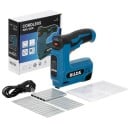 Aku hřebíkovačka a sešívačka HILDA 2v1 USB dobíjení 2000 ks spon modrá elektrická pistole pro nábytek a dřevěné rámy 1