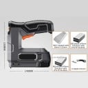 Aku hřebíkovačka a sešívačka s lithiovou baterií 15 × 14,8 cm bezdrátová černá nástroj pro čalounění nábytek a dřevo 2