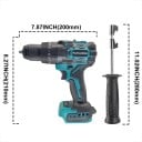 Aku příklepová vrtačka 18V pro Makita baterie, 220 N.m, 2200 ot/min, sklíčidlo 13 mm, bezkartáčový motor, modro-černá, bez baterie 2