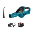 Akumulátoros lombfújó kefe nélküli motorral 5500 W és 180 m/s légsebességgel kék-fekete, kompatibilis Makita akkumulátorokkal a kert rendben tartásához 1