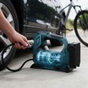 Akumulatorowy kompresor do opon 890 kPa Przepływ 22 l/min Wąż 60 cm Wyświetlacz cyfrowy i LED Niebieski Do akumulatorów Makita 18 V Do samochodu 6