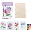 Akvarellmålningsset Encounter Flowers 21,5×29,5 cm 4 blommotiv 2 pigmentpapper 1 pensel kreativt skapande 1