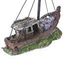 Akváriová dekorácia loď 12 x 12 cm Netoxická dekorácia do akvária Živicová ozdoba pre ryby Realistický vrak lode Akvarijný úkryt 2