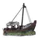 Akváriová dekorácia loď 12 x 12 cm Netoxická dekorácia do akvária Živicová ozdoba pre ryby Realistický vrak lode Akvarijný úkryt 3