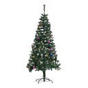 Albero di Natale artificiale con decorazioni 48 pezzi Pieghevole Altezza 150 cm Diametro 75 cm Base metallica Verde Decorazione per appartamenti 5