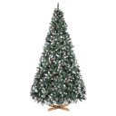 Albero di Natale artificiale Imbiancato Con pigne artificiali Pieghevole Altezza 270 cm Base in legno 40 cm Verde e bianco Decorazione per la casa 1