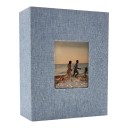 Álbum de fotos em linho 200 folhas 22,6 x 17,7 cm Com janela para foto em capa Capa de tecido Para fotos de família ou como presente 4