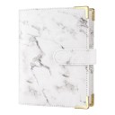 Álbum de fotos en estilo mármol 25 hojas intercambiables con 4 bolsillos 23,3 x 18 cm cuero PU Esquinas metálicas Para tarjetas de fotos 4