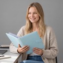 Álbum de fotos para cartões 25 folhas intercambiáveis com 4 bolsos 23,3 x 18 cm em pele PU Fecho com fita Rosa Para fotos de 7,6 cm 12