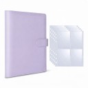 Álbum de fotos para cartões 25 folhas intercambiáveis com 4 bolsos 23,3 x 18 cm em pele PU Fecho com fita Rosa Para fotos de 7,6 cm 6
