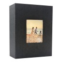 Album photo en lin 200 feuilles 22,6 x 17,7 cm Avec fenêtre pour photo dans une couverture en tissu Pour des photos de famille ou comme 3