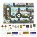 Alfombra de juego infantil 83x57 cm Mapa de ciudad y carreteras con señales de tráfico Alfombra suave para niños Aparcamiento Juego con coches de juguete Grosor 0,5–1 cm 1