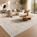 Alfombra moderna mesclada para a sala de estar 120 x 80 cm de poliéster bege com linhas finas para a sala de estar e o quarto 2