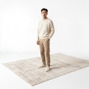 Alfombra moderna mesclada para a sala de estar 120 x 80 cm de poliéster bege com linhas finas para a sala de estar e o quarto 3