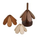 Alfombrilla aislante en forma de árbol con manzana 23,5x9,7x4 cm base decorativa de madera para mesa contra quemaduras de macetas regalo de festival 4