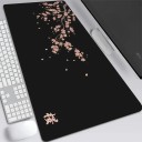 Alfombrilla para ratón y teclado 400 x 900 x 4 mm con motivo de rama y flores beige negra para escritorio de oficina y portátil 2