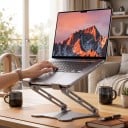 Állítható laptop állvány 10-től 15,6 hüvelykig 25 x 25 cm összecsukható és hordozható nyitott hűtőalappal fekete 6