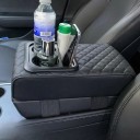 Almofada para apoio de braço 35 x 21 x 7,5 cm Preta com padrão xadrez Protetor de pele PU com 2 suportes para bebidas Espaço de armazenamento 2