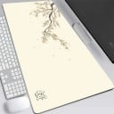 Almofada para rato e teclado 350 x 600 x 2 mm grande almofada de mesa creme com ramo e flores para computador portátil e escritório 2