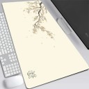 Almofada para rato e teclado 400 x 700 x 2 mm grande almofada de mesa creme com ramo e flores para computador portátil e escritório 2