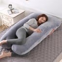 Almohada de embarazo de 130 × 70 × 18 cm, en forma de U, longitudinal, ergonómica, para todo el cuerpo, cómoda, transpirable, lavable 1