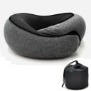 Almohada de viaje inflable en forma de U con forma de caracol, ergonómica, soporte para el cuello, transpirable de 360°, para avión 4