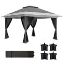 Alpendre de jardim com 4 paredes de rede anti-UV dimensões 356 x 356 cm em metal e oxford para 8 a 12 pessoas 2
