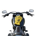 Alsidige motorcykel- og arbejdshandsker i gul farve med tryk af kranier og lyn og elastisk manchet til motorcykel og have unisex 9