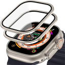 Alumiininen kotelo karkaistulla lasilla Apple Watch Ultra 1 2 3 49 mm näytön suojakotelo 9H kestävä naarmuuntumissuoja 9