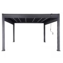 Alumínium bioklimatikus pergola kézi redőny lamellás tetővel 3 x 3 m vízálló antracit porfestékkel teraszra 1