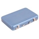 Aluminium reishoes voor documenten in de vorm van een kleine koffer Met handvat en twee metalen sluitingen Geribbeld oppervlak 10 x 6,5 x 4