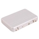Aluminium reishoes voor documenten in de vorm van een kleine koffer Met handvat en twee metalen sluitingen Geribbeld oppervlak 10 x 6,5 x 3