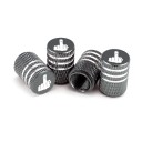 Aluminium Valve Caps for Tyres 4 pcs with a Raised Middle Finger Design Grooved Surface with Notches Size 1.6 x 1.1 cm 4