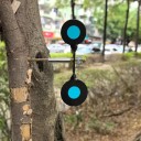 Alvo rotativo de treino para estilingue 14 cm 3 mm Alvo redondo de aço de duas faces 360° Montagem em parede ou árvore Uso interior e exterior 4