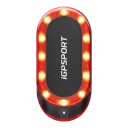 Älykäs radarinen takavalo pyörälle iGPSPORT SR mini 7 valotilaa 2 x 3,6 x 7,7 cm IPX7-suojaluokka Musta punaisilla LED-valoilla 1