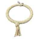 Amaca per pappagalli e altri uccelli Cerchio in corda di cotone intrecciata Nodo con pon-pon Moschettone metallico per appenderla Dimensioni 26 x 16 3