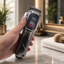 Ammattimainen hiustenleikkuri miehille LED-näyttö Langaton 2000 mAh Kesto 180 minuuttia Teräksinen terä 6 kampa 1,5–13 mm Harmaa 9